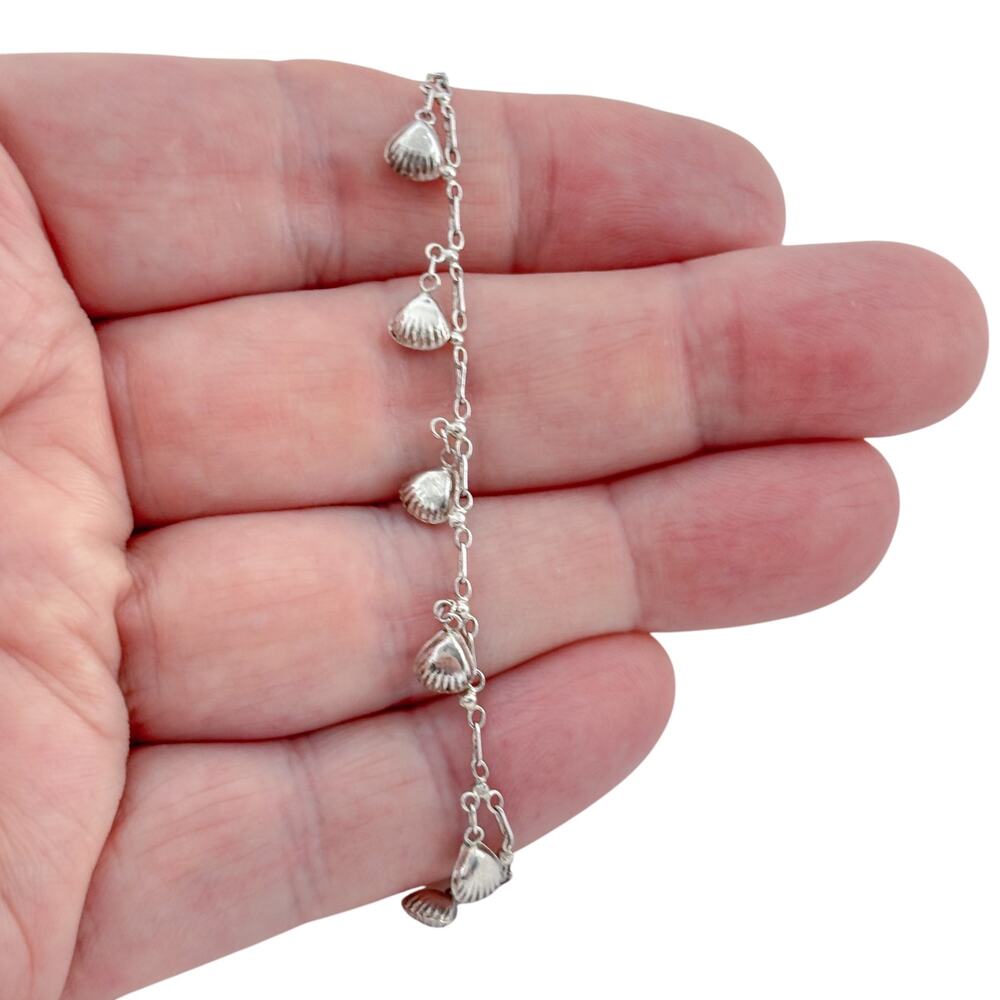 Vintage Sterling Silver 925 Shell Charm Anklet 9.5"